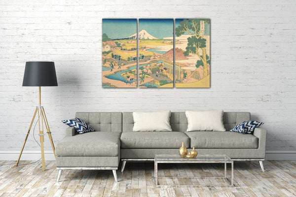 Leinwandbild Katsushika Hokusai - Fuji von den Katakura-Teefeldern in Suruga (Sunshū Katakura chaen kein Fuji), aus der Serie Sechsunddreißig Ansichten des Berges Fuji (Fugaku sanjūrokkei)