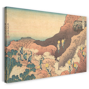Leinwandbild Katsushika Hokusai - Gruppen von Bergsteigern (Shojin tozan), aus der Serie Sechsunddreißig Ansichten des Berges Fuji (Fugaku sanjūrokkei)
