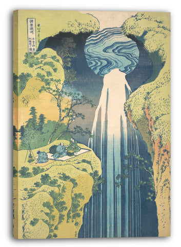Leinwandbild Katsushika Hokusai - Die Amida-Wasserfälle in den weiten Gebieten der Kisokaidō-Straße (Kisoji no oku Amida-ga-taki), aus der Serie "Eine Führung durch durch Wasserfälle in verschiedenen Provinzen (Shokoku taki meguri)"