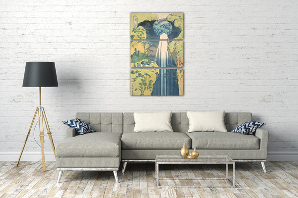 Leinwandbild Katsushika Hokusai - Die Amida-Wasserfälle in den weiten Gebieten der Kisokaidō-Straße (Kisoji no oku Amida-ga-taki), aus der Serie "Eine Führung durch durch Wasserfälle in verschiedenen Provinzen (Shokoku taki meguri)"