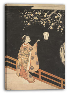 Leinwandbild Suzuki Harunobu - Frau bewundert Pflaumenblüten in der Nacht