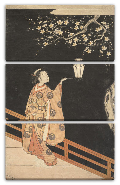 Leinwandbild Suzuki Harunobu - Frau bewundert Pflaumenblüten in der Nacht