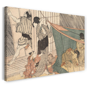 Leinwandbild Kitagawa Utamaro - Das nahende Gewitter, aus dem Bildband Blumen der vier Jahreszeiten