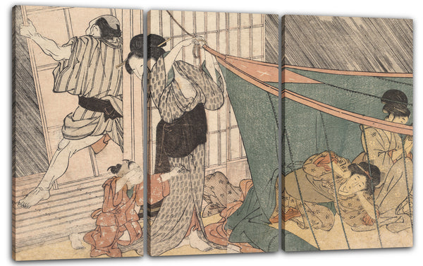 Leinwandbild Kitagawa Utamaro - Das nahende Gewitter, aus dem Bildband Blumen der vier Jahreszeiten