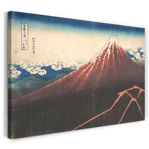 Leinwandbild Katsushika Hokusai - Sturm unter dem Berg Fuji (Sanka no haku u), aus der Serie Sechsunddreißig Ansichten des Berges Fuji (Fugaku sanjūrokkei)