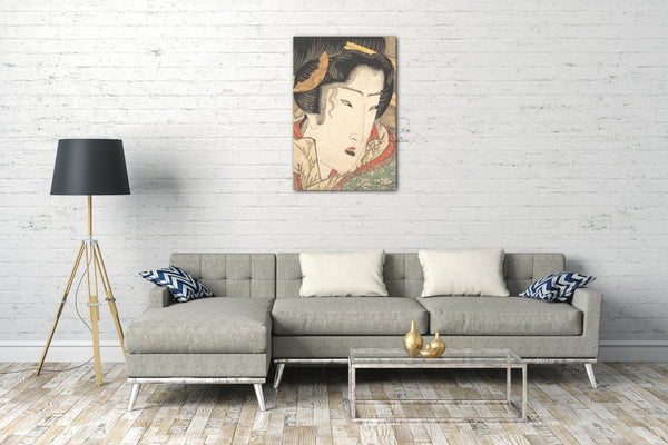 Leinwandbild Keisai Eisen - Zurückgewiesene Geisha von Leidenschaften, die durch den Frühlingsschnee gekühlt wurden