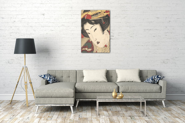 Leinwandbild Keisai Eisen - Zurückgewiesene Geisha von Leidenschaften, die durch den Frühlingsschnee gekühlt wurden