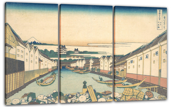 Leinwandbild Katsushika Hokusai - Nihonbashi in Edo (Edo Nihonbashi), aus der Serie Sechsunddreißig Ansichten des Berges Fuji (Fugaku sanjūrokkei)
