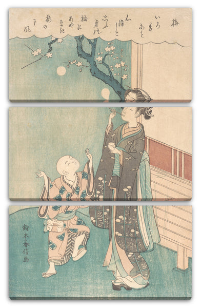 Leinwandbild Suzuki Harunobu - Seifenblasen unter der Pflaumenblüte