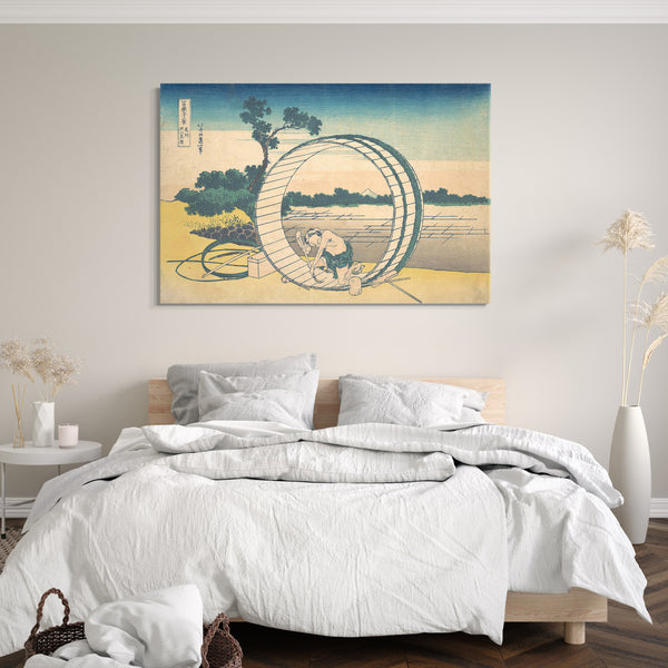 Leinwandbild Katsushika Hokusai - Fujimigahara in der Provinz Owari (Bishū Fujimigahara), aus der Serie Sechsunddreißig Ansichten des Berges Fuji (Fugaku sanjūrokkei)