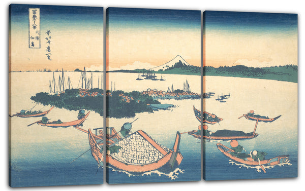 Leinwandbild Katsushika Hokusai - Tsukudajima in der Provinz Musashi (Buyō Tsukudajima), aus der Serie Sechsunddreißig Ansichten des Berges Fuji (Fugaku sanjūrokkei)