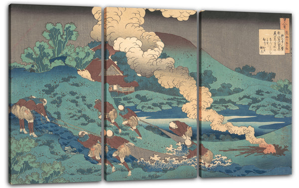 Leinwandbild Katsushika Hokusai - Gedicht von Kakinomoto Hitomaro, aus der Serie "Einhundert Gedichte, erklärt von der Krankenschwester" (Hyakunin isshu uba ga etoki)