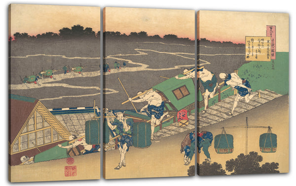 Leinwandbild Katsushika Hokusai - Gedicht von Fujiwara no Michinobu Ason, aus der Serie "Einhundert Gedichte, erklärt von der Krankenschwester" (Hyakunin isshu uba ga etoki)