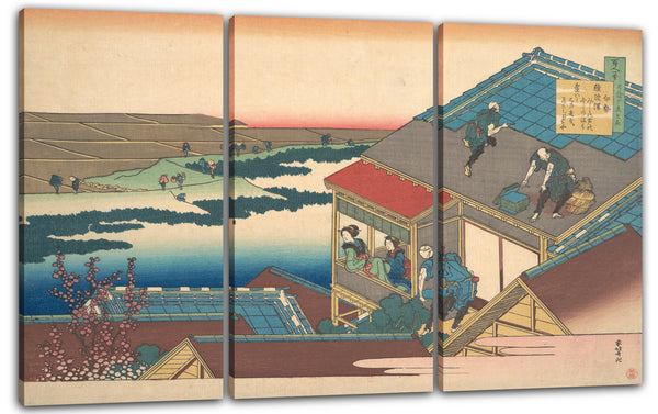 Leinwandbild Katsushika Hokusai - Gedicht von Ise, aus der Serie "Einhundert Gedichte, erklärt von der Krankenschwester" (Hyakunin isshu uba ga etoki)