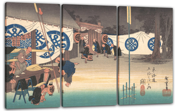 Leinwandbild Utagawa Hiroshige - Station Achtundvierzig: Seki, frühe Abfahrt vom Hauptquartier, von den dreiundfünfzig Stationen des Tokaido