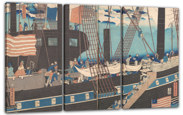Leinwandbild Utagawa - Yokohama Handel: Westler beladen Cargo