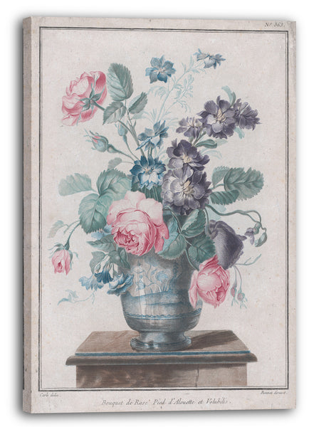 Leinwandbild Louis Marin Motorhaube - Blumenstrauß aus Rosen, Rittersporn und Convolvulus