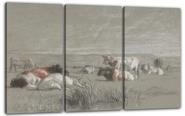 Leinwandbild Konstanter Troyon - Kühe in einer Landschaft