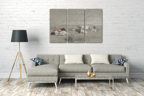 Leinwandbild Konstanter Troyon - Kühe in einer Landschaft