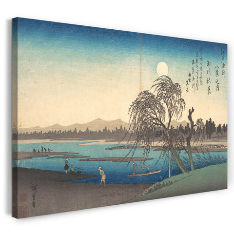 Leinwandbild Utagawa Hiroshige - Herbstmond auf dem Tama-Fluss