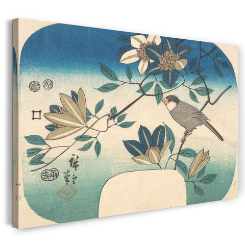 Leinwandbild Utagawa Hiroshige - Clematis und Vogel