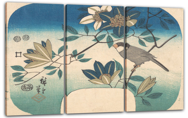 Leinwandbild Utagawa Hiroshige - Clematis und Vogel