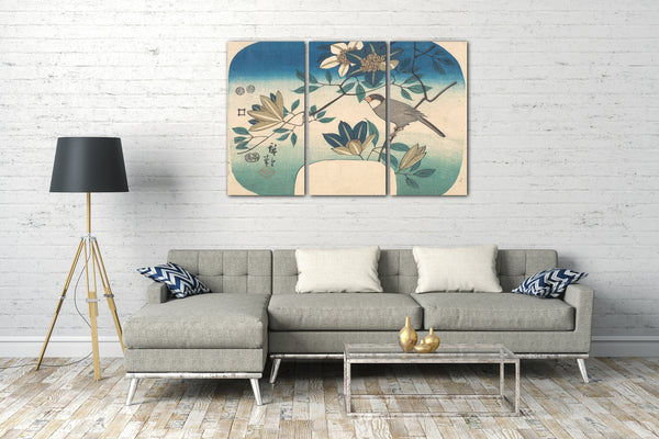 Leinwandbild Utagawa Hiroshige - Clematis und Vogel