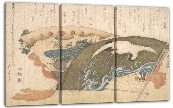 Leinwandbild Teisai Hokuba - Zwei Fächer