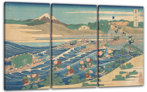 Leinwandbild Katsushika Hokusai - Fuji aus Kanaya am Tōkaidō (Tōkaidō Kanaya no Fuji), aus der Serie Sechsunddreißig Ansichten des Berges Fuji (Fugaku sanjūrokkei)