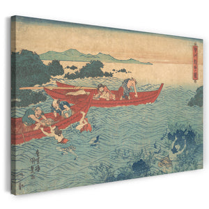 Leinwandbild Utagawa Kunisada - Seishu Awabi-tori no Zu