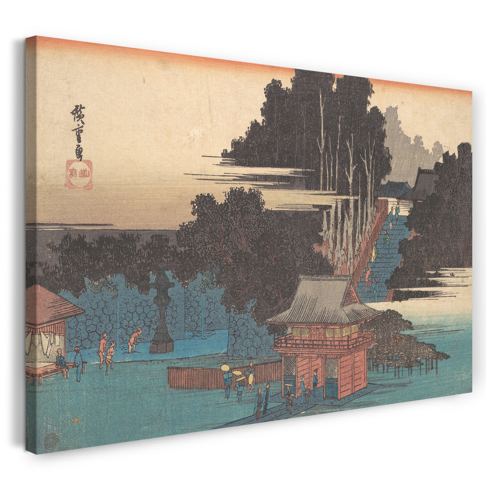 Leinwandbild Utagawa Hiroshige - Pilger am Fudo-Schrein, Meguro