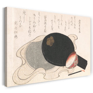 Leinwandbild Yukeisha - Spiegel mit Abdeckung, Schüssel und Bürste für Rouge