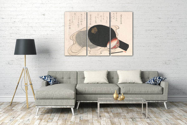 Leinwandbild Yukeisha - Spiegel mit Abdeckung, Schüssel und Bürste für Rouge