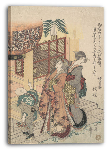 Leinwandbild Katsushika Hokusai - Junge Damen, die einem Schrein die Ehre erweisen