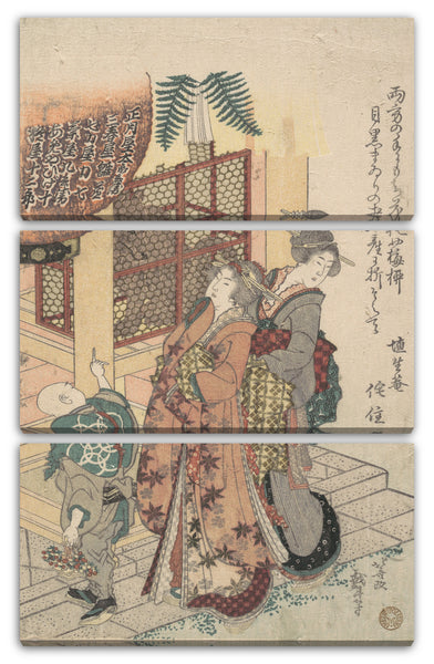 Leinwandbild Katsushika Hokusai - Junge Damen, die einem Schrein die Ehre erweisen