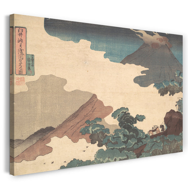 Leinwandbild Utagawa Kuniyoshi - Blick auf den Berg Asama vom Usui-Pass