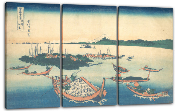 Leinwandbild Katsushika Hokusai - Tsukudajima in der Provinz Musashi (Buyō Tsukudajima), aus der Serie Sechsunddreißig Ansichten des Berges Fuji (Fugaku sanjūrokkei)