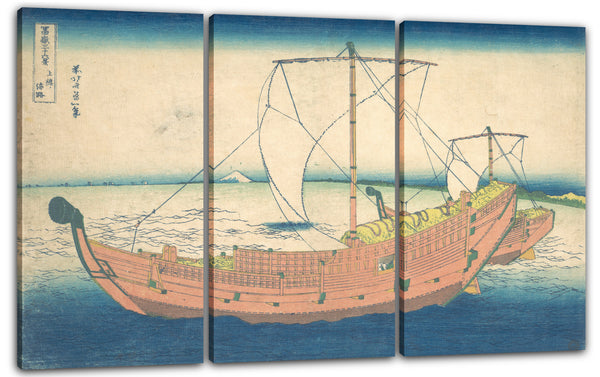 Leinwandbild Katsushika Hokusai - Auf See vor Kazusa (Kazusa no kairo), aus der Serie Sechsunddreißig Ansichten des Berges Fuji (Fugaku sanjūrokkei)
