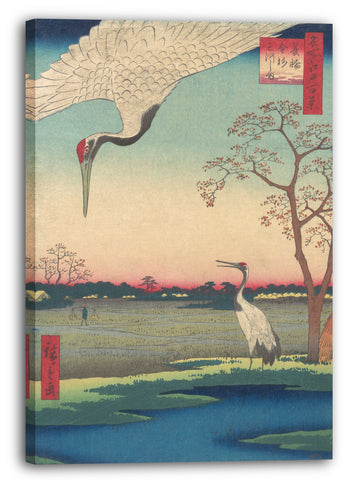 Leinwandbild Utagawa Hiroshige - Minowa, Kanasugi bei Mikawashima, aus der Serie Einhundert berühmte Ansichten von Edo (Meisho Edo Hyakkei, Minowa Kanasugi, Mikawashima)