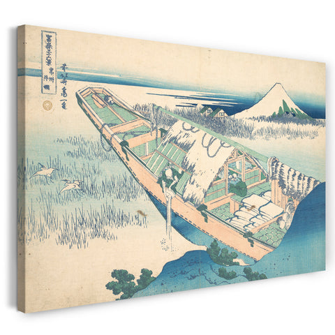 Leinwandbild Katsushika Hokusai - Ushibori in der Provinz Hitachi (Jōshū Ushibori), aus der Serie Sechsunddreißig Ansichten des Berges Fuji (Fugaku sanjūrokkei)