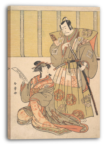 Leinwandbild Katsukawa Shunshō - Ichikawa Danjūrō V als Kūdo no Suketsune und Nakamura Rikō als Oiso no Tora