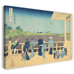 Leinwandbild Katsushika Hokusai - Sazai Hall im Tempel der fünfhundert Arhats (Gohyaku Rakanji Sazaidō), aus der Serie Sechsunddreißig Ansichten des Berges Fuji (Fugaku sanjūrokkei)