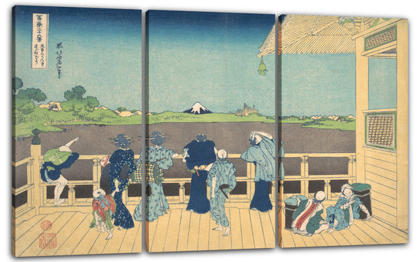Leinwandbild Katsushika Hokusai - Sazai Hall im Tempel der fünfhundert Arhats (Gohyaku Rakanji Sazaidō), aus der Serie Sechsunddreißig Ansichten des Berges Fuji (Fugaku sanjūrokkei)