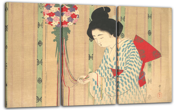 Leinwandbild Mizuno Toshikata - Ornament Ball aus Kuchie (Frontispiz), von einem Roman
