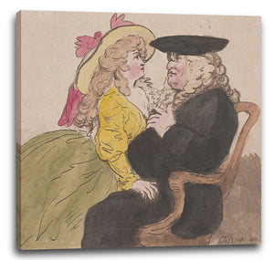 Leinwandbild Nach Thomas Rowlandson - Eine Frau, die sich auf dem Schoss eines sitzenden Mannes anlehnt