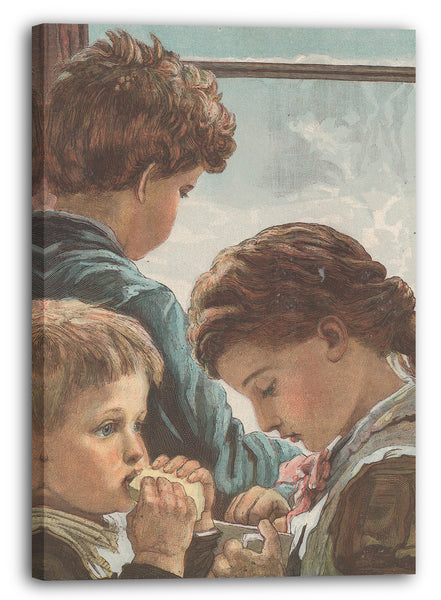 Leinwandbild Nach Karl Wilhelm Friedrich Bauerle - Hungrige Vögel (von der Weihnachtsnummer von "Die Grafik")
