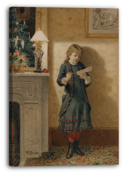 Leinwandbild Alden Finney Brooks - Kind mit Weihnachtskarte