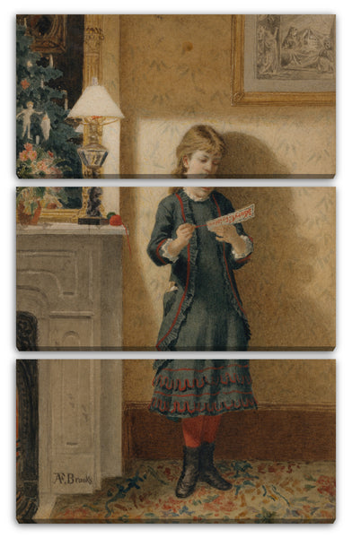 Leinwandbild Alden Finney Brooks - Kind mit Weihnachtskarte