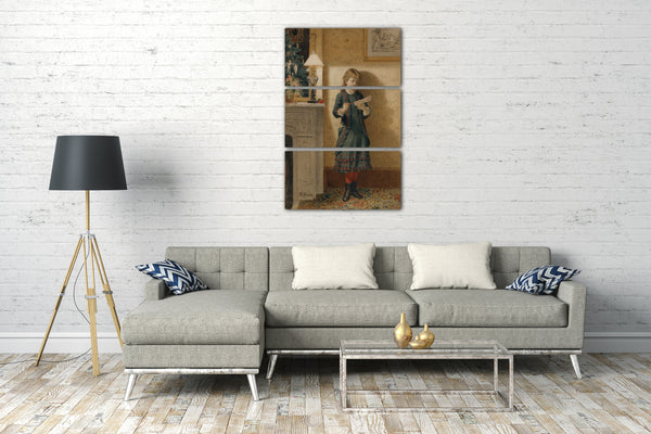Leinwandbild Alden Finney Brooks - Kind mit Weihnachtskarte