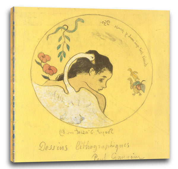 Leinwandbild Dessins lithographiques: Suite von zehn Lithographien auf Zink - ("Leda") Entwurf für einen Teller: Schande über diejenigen, die böse denken (Honi Soit Qui Mal y Pense); Titelbild für die "Volpini Suite" Lithographische Zeichnungen (Dessins